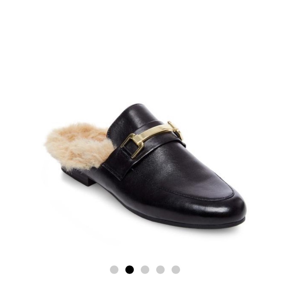 Khloe black leather mules